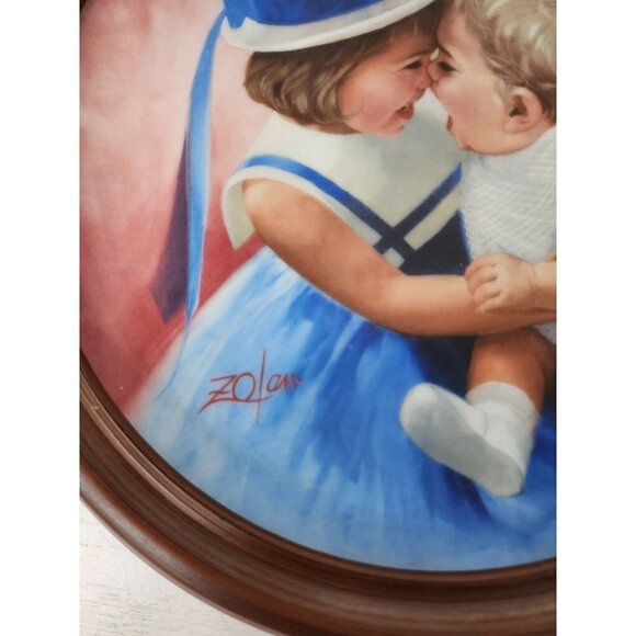 Vintage Zolan Mothers Angel Decorative Framed Wall Hanging Collector Plate - Picture 2 of 10